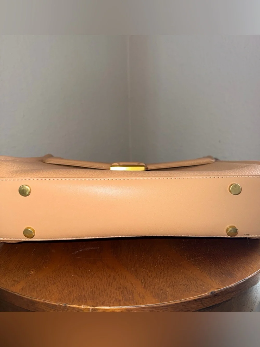 Madison West Leather Shoulder Bag in Peach Tan - Classic Minimalist Design